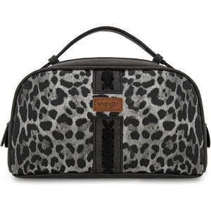 Montana West X Wrangler Makeup Bag Travel Cosmetic Bag Small Western Toiletry Bag for Women Organizer for Toiletries Accessories, Travel Essentials,Leopard, WG-HB-2211-1901-LP-BK(S-leopard black)