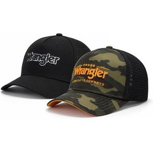 Montana West X Wrangler Men’s Trucker Hat 2-Piece Set Breathable Mesh Baseball Cap Structured 7-Panel Adjustable Snapback Hat(Green1+black)