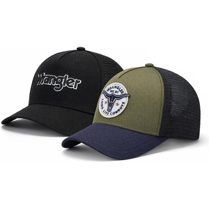 Montana West X Wrangler Men’s Trucker Hat 2-Piece Set Breathable Mesh Baseball Cap Structured 7-Panel Adjustable Snapback Hat(Green+black)