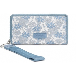 Wrangler Wristlet Wallets for Women Lace Floral Tooled Clutch Purse RFID Blocking Wallet Credit Card Holder(Jean)