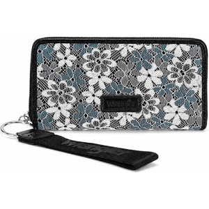 Wrangler Wristlet Wallets for Women Lace Floral Tooled Clutch Purse RFID Blocking Wallet Credit Card Holder(Jet Black)