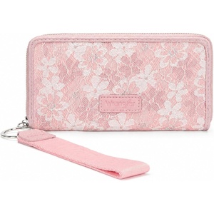 Wrangler Wristlet Wallets for Women Lace Floral Tooled Clutch Purse RFID Blocking Wallet Credit Card Holder(Pink)