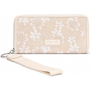 Wrangler Wristlet Wallets for Women Lace Floral Tooled Clutch Purse RFID Blocking Wallet Credit Card Holder(Tan)