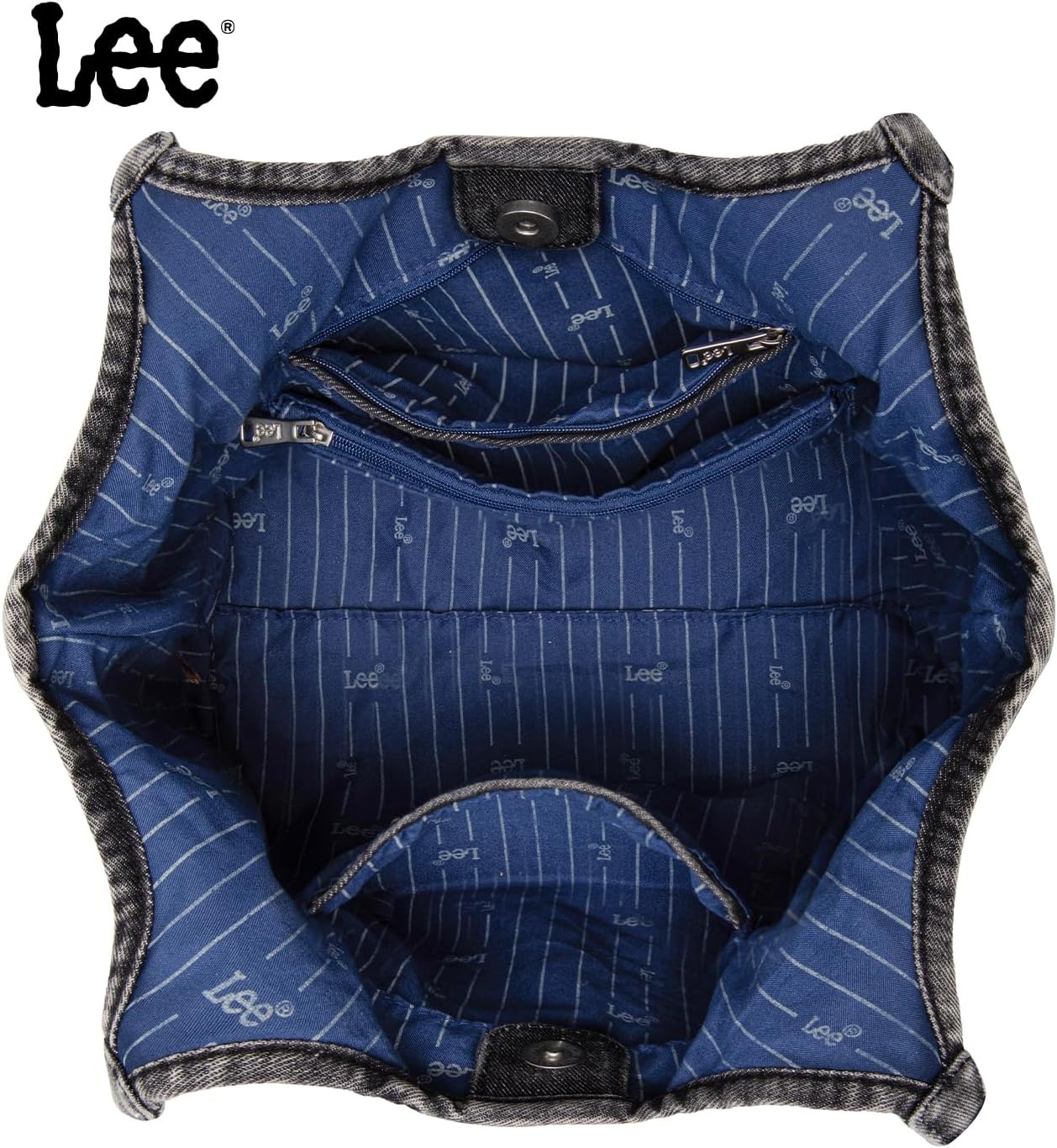 image:imageLee Denim Tote Bag for Women Casual Denim Purse amp Hobo Shoulder Handbag for Work Travel ShoppingBlack