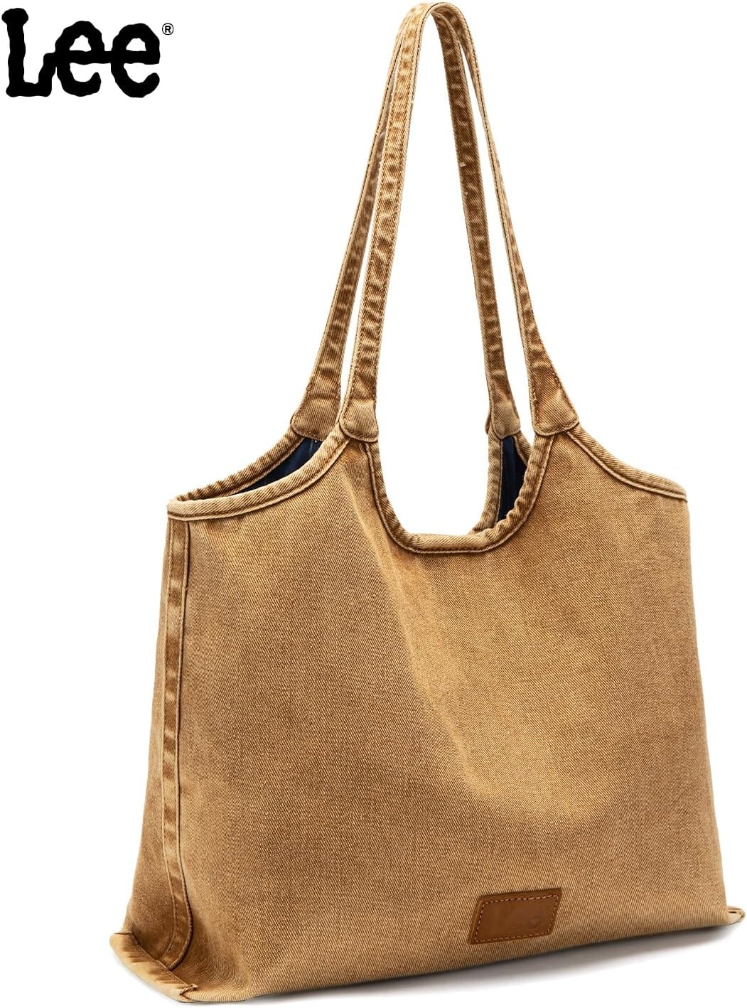 image:imageLee Denim Tote Bag for Women Casual Denim Purse amp Hobo Shoulder Handbag for Work Travel ShoppingBrown