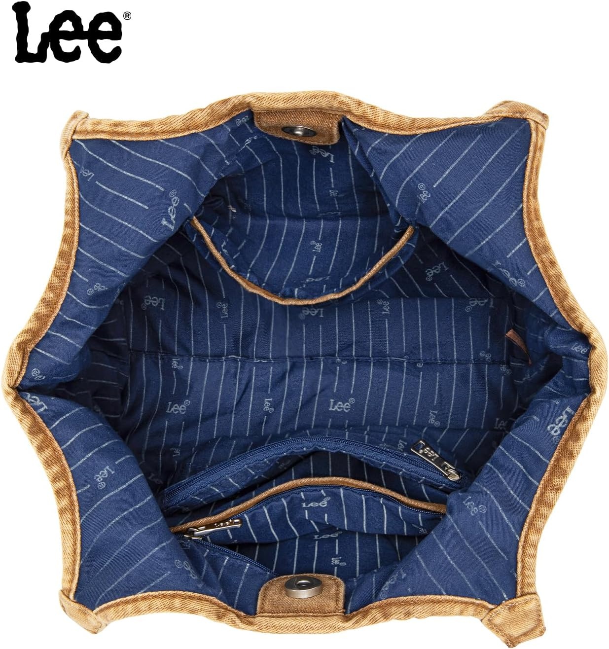 image:imageLee Denim Tote Bag for Women Casual Denim Purse amp Hobo Shoulder Handbag for Work Travel ShoppingBrown