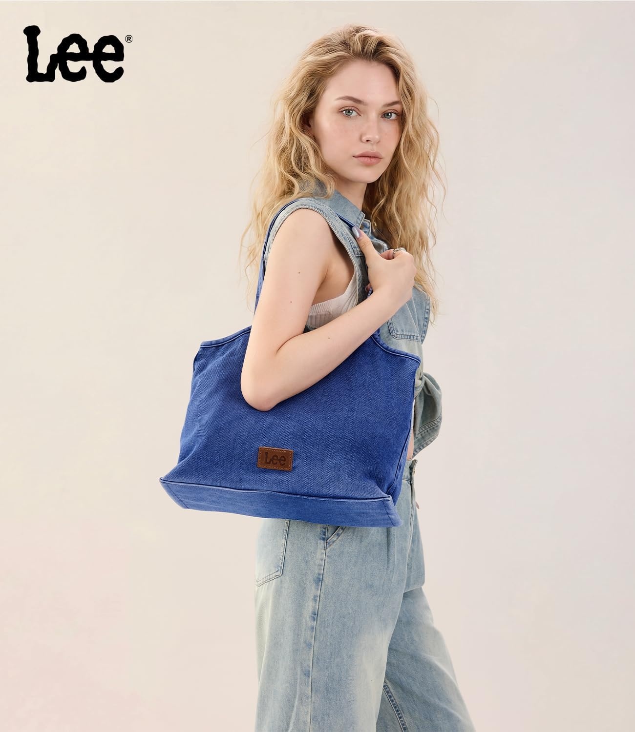 image:imageLee Denim Tote Bag for Women Casual Denim Purse amp Hobo Shoulder Handbag for Work Travel ShoppingDenim Blue
