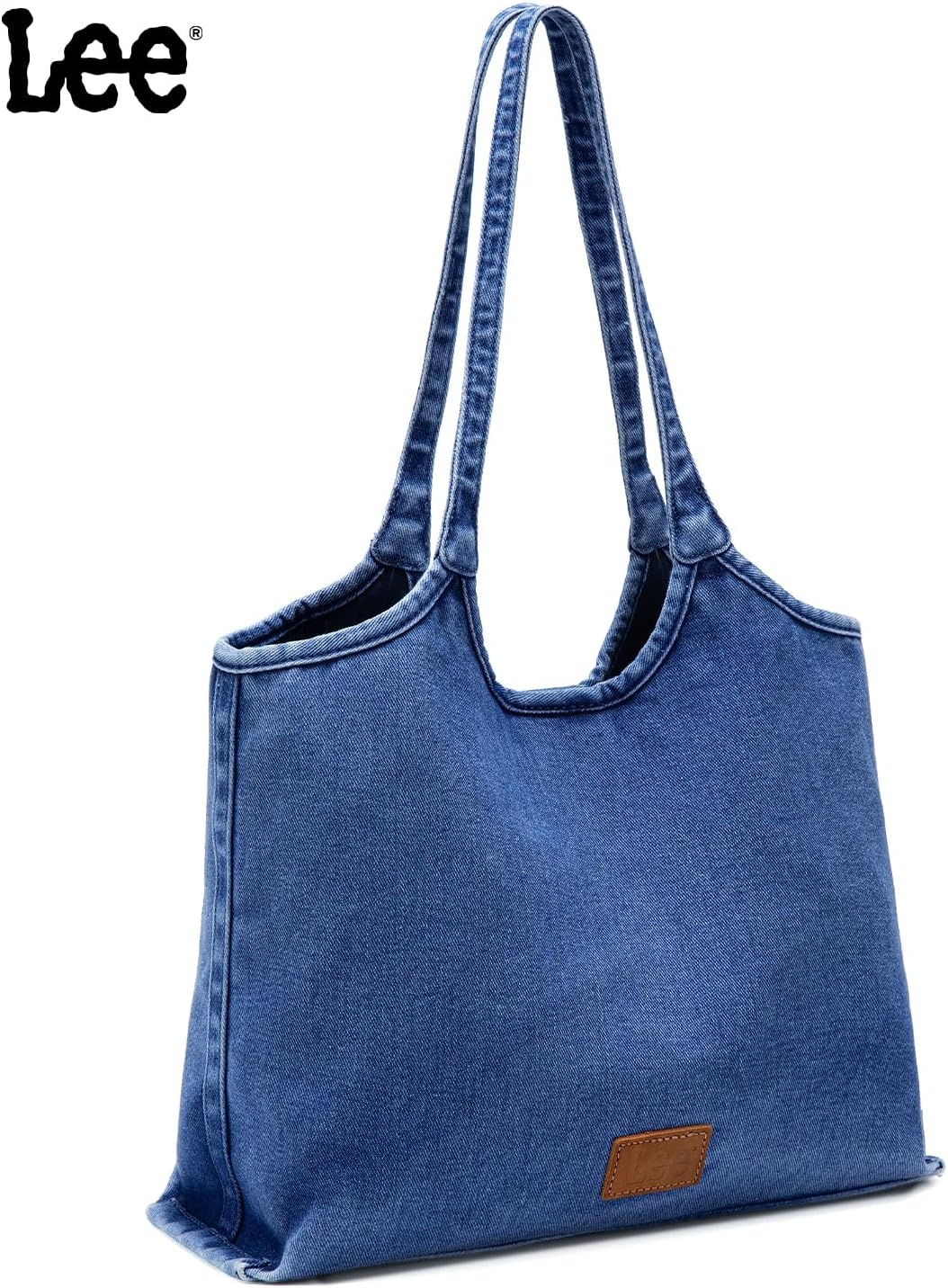 image:imageLee Denim Tote Bag for Women Casual Denim Purse amp Hobo Shoulder Handbag for Work Travel ShoppingDenim Blue
