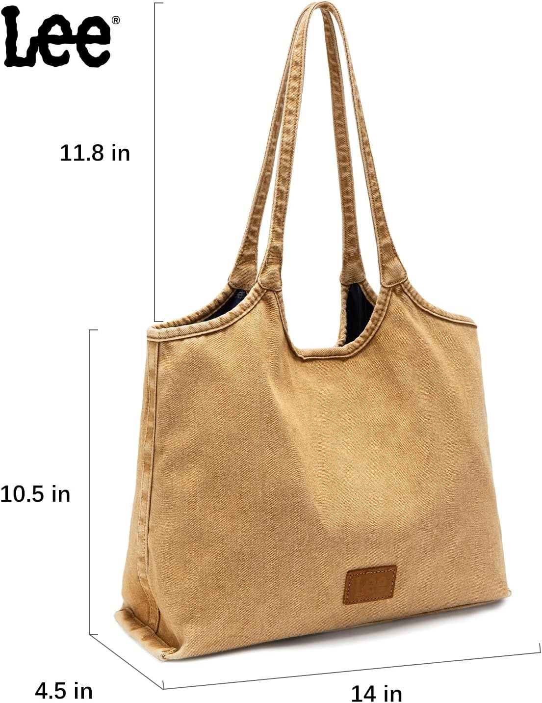 image:imageLee Denim Tote Bag for Women Casual Denim Purse amp Hobo Shoulder Handbag for Work Travel ShoppingLight Brown