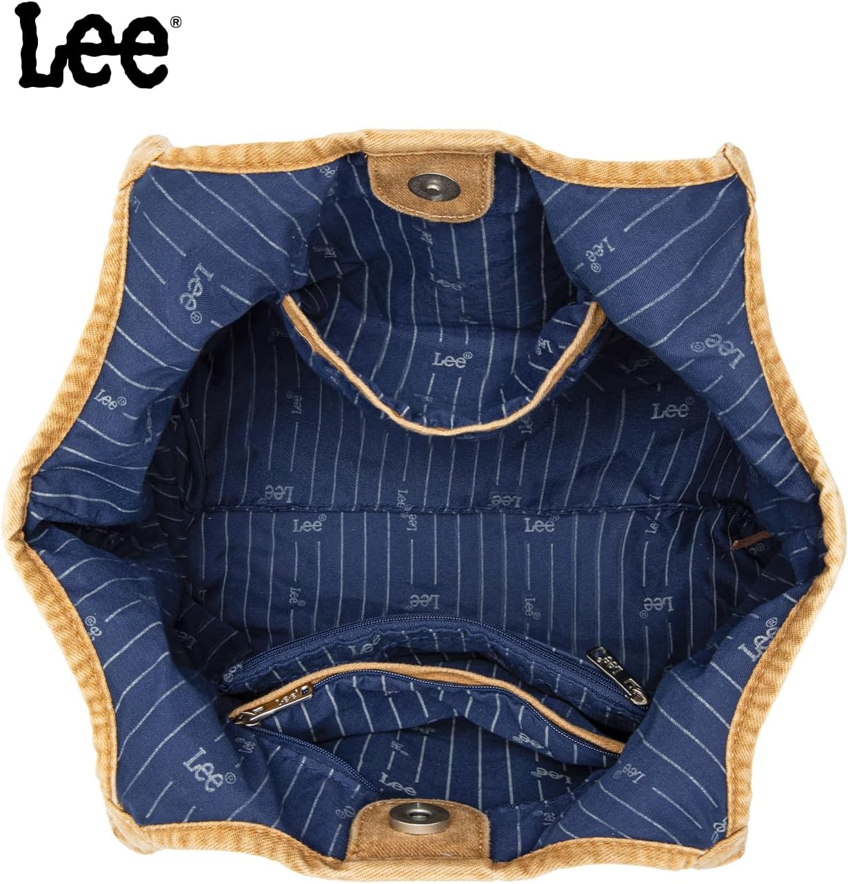image:imageLee Denim Tote Bag for Women Casual Denim Purse amp Hobo Shoulder Handbag for Work Travel ShoppingLight Brown