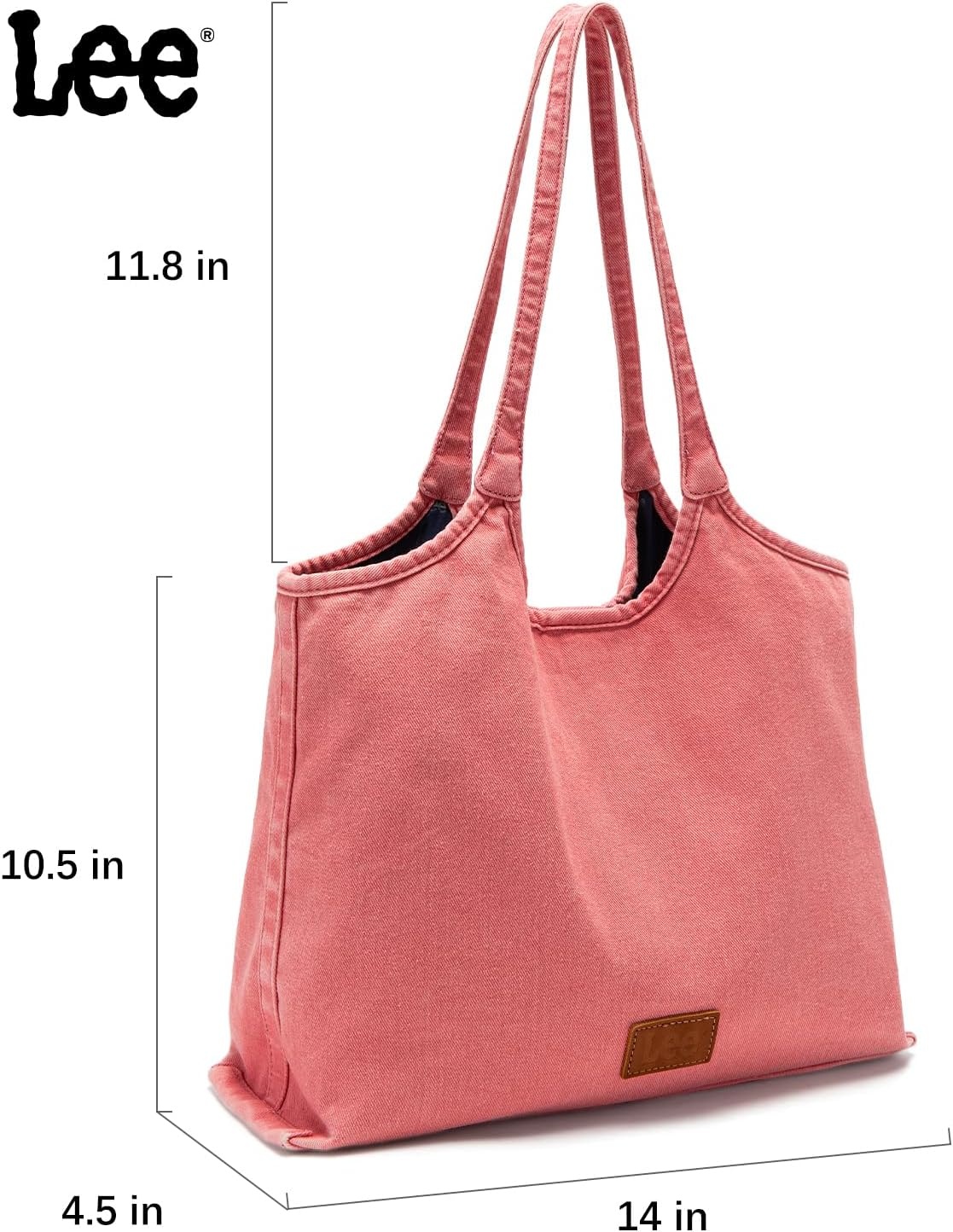 image:imageLee Denim Tote Bag for Women Casual Denim Purse amp Hobo Shoulder Handbag for Work Travel ShoppingPink