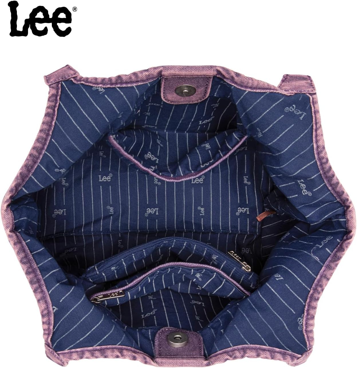 image:imageLee Denim Tote Bag for Women Casual Denim Purse amp Hobo Shoulder Handbag for Work Travel ShoppingPurple