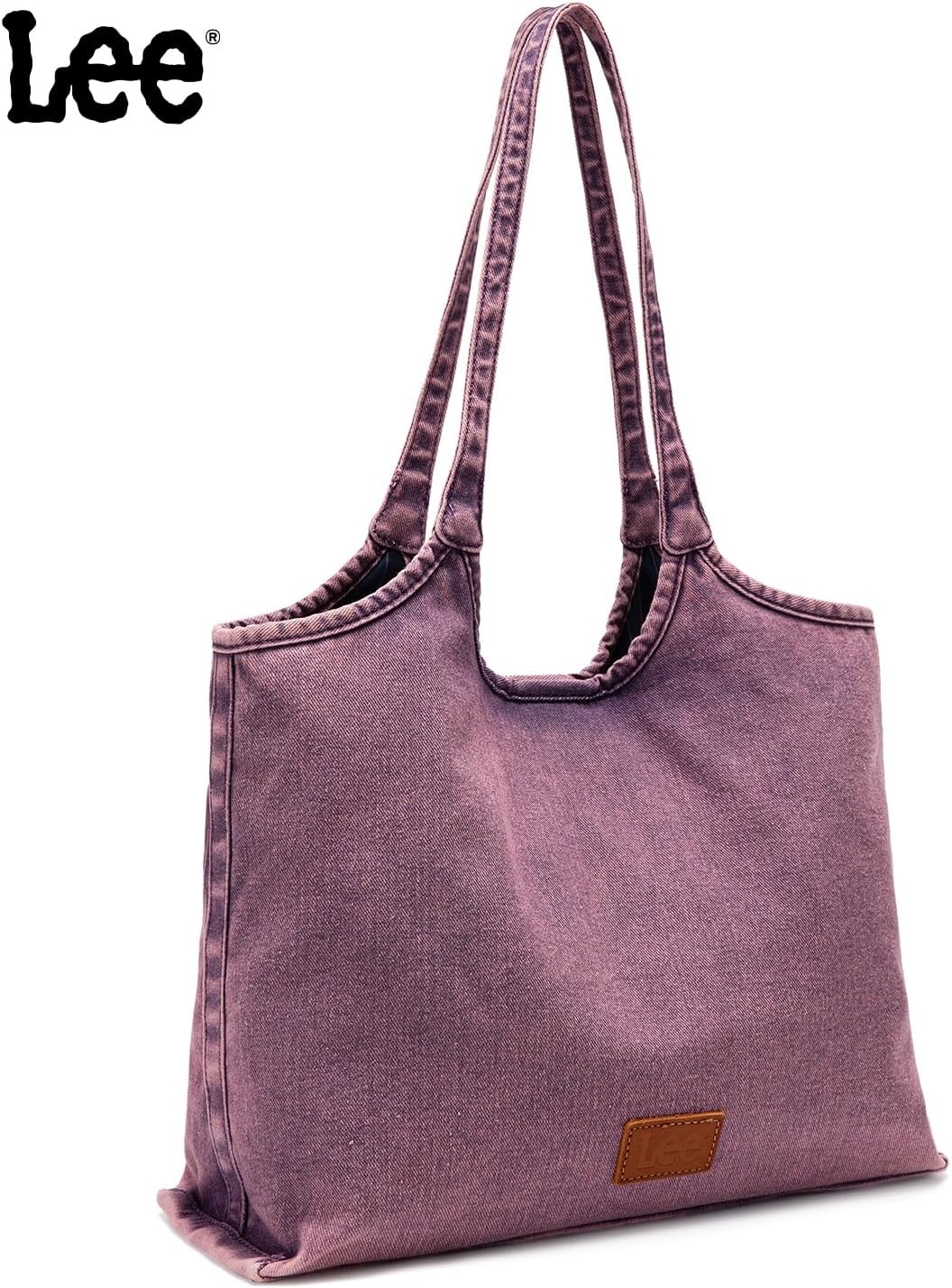 image:imageLee Denim Tote Bag for Women Casual Denim Purse amp Hobo Shoulder Handbag for Work Travel ShoppingPurple