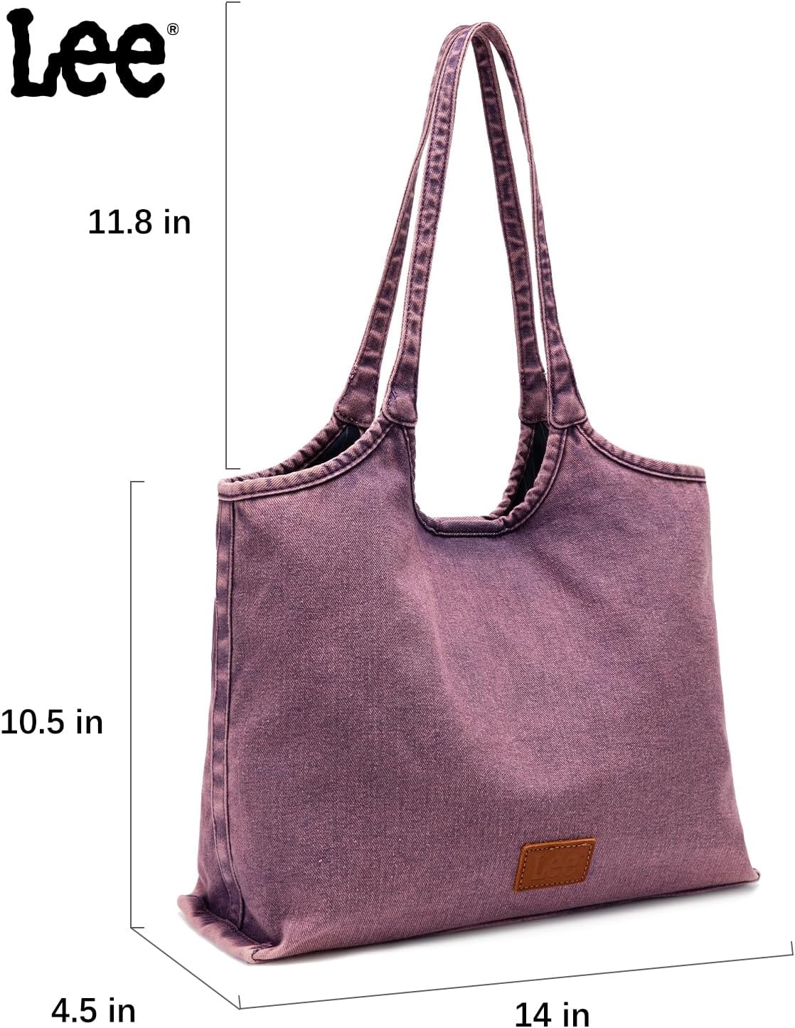 image:imageLee Denim Tote Bag for Women Casual Denim Purse amp Hobo Shoulder Handbag for Work Travel ShoppingPurple