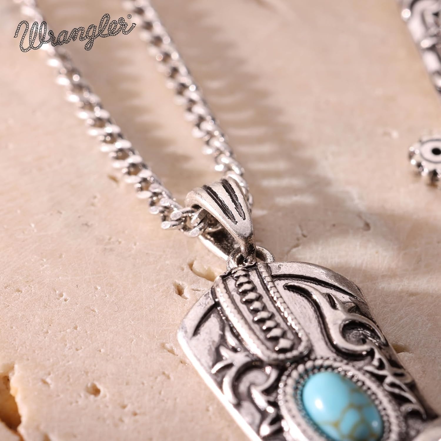 image:imageMontana West Wrangler Couture Turquoise Jewelry for Women Western Jewelry Pendant Necklace Cowgirl Vintage Western NecklaceBoots Silver Green
