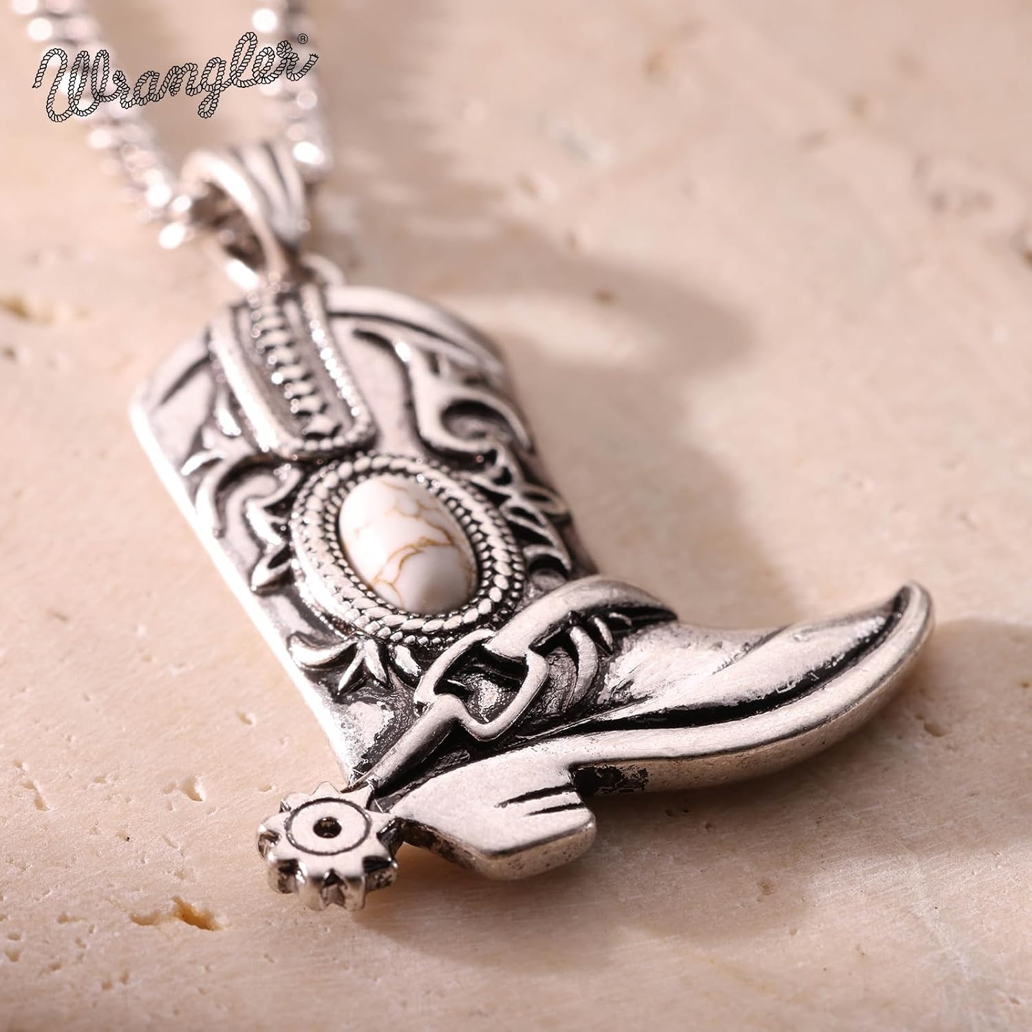 image:imageMontana West Wrangler Couture Turquoise Jewelry for Women Western Jewelry Pendant Necklace Cowgirl Vintage Western NecklaceBoots Silver White