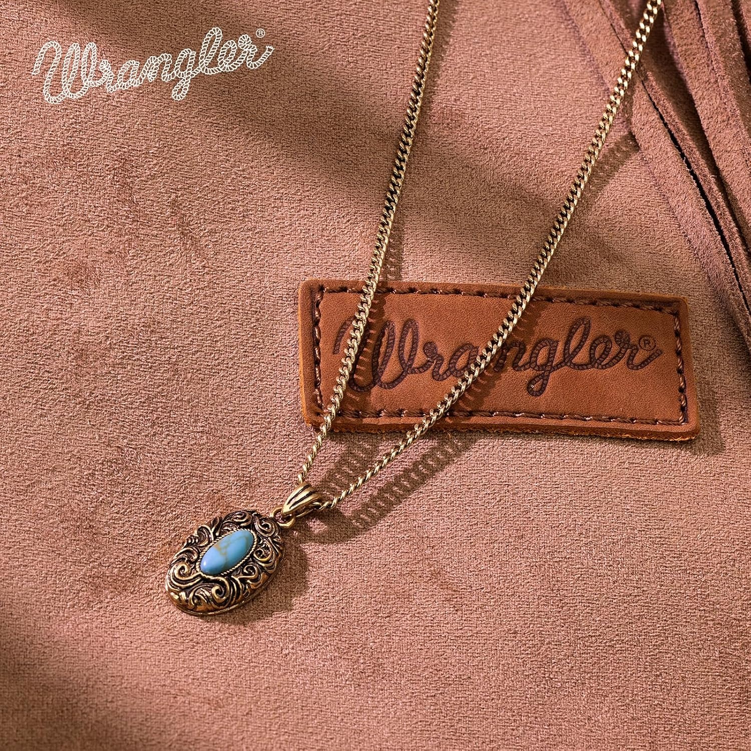 image:imageMontana West Wrangler Couture Turquoise Jewelry for Women Western Jewelry Pendant Necklace Cowgirl Vintage Western NecklaceRound Gold Green