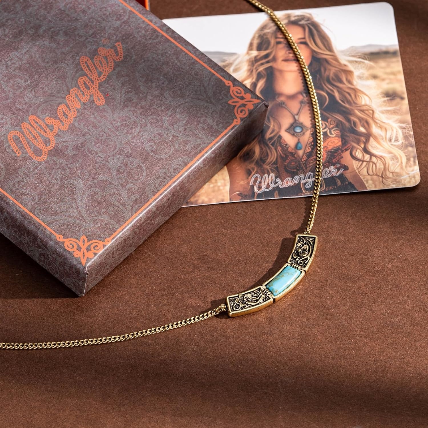 image:imageMontana West Wrangler Couture Turquoise Jewelry for Women Western Jewelry Pendant Necklace Cowgirl Vintage Western NecklaceSqure Gold Green