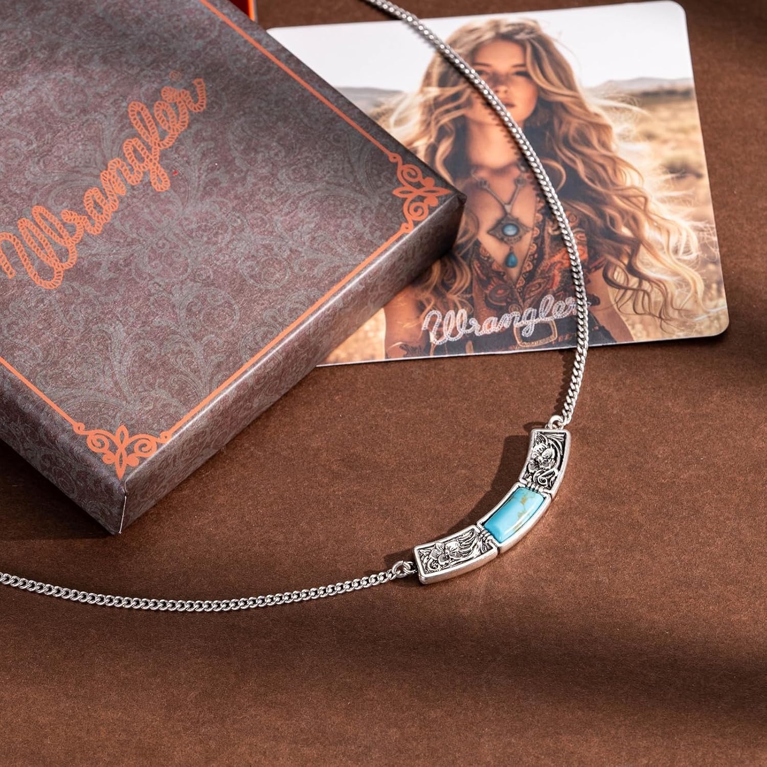 image:imageMontana West Wrangler Couture Turquoise Jewelry for Women Western Jewelry Pendant Necklace Cowgirl Vintage Western NecklaceSqure Silver Green