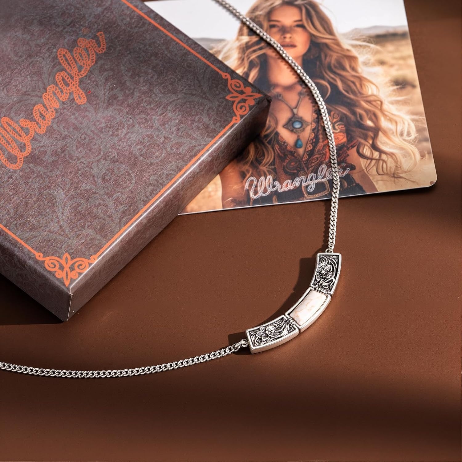 image:imageMontana West Wrangler Couture Turquoise Jewelry for Women Western Jewelry Pendant Necklace Cowgirl Vintage Western NecklaceSqure Silver White
