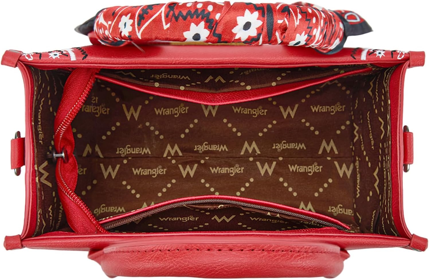 image:imageMontana West Wrangler Desert Paisley Tote Bag for Women Floral Embroidered Top Handle Handbags with BandanaRed