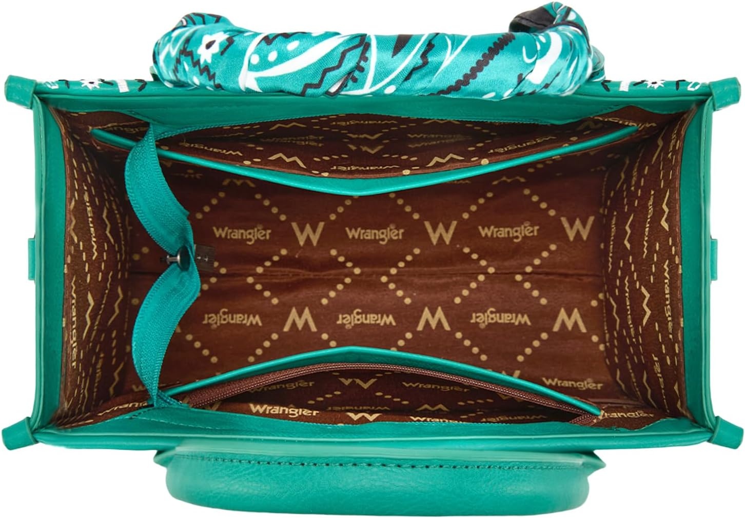 image:imageMontana West Wrangler Desert Paisley Tote Bag for Women Floral Embroidered Top Handle Handbags with BandanaTurquoise