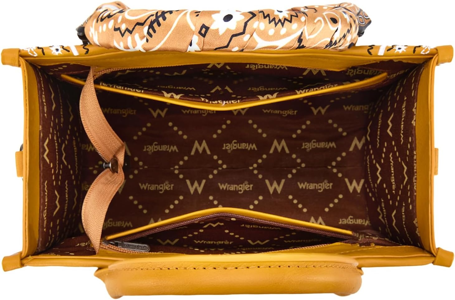 image:imageMontana West Wrangler Desert Paisley Tote Bag for Women Floral Embroidered Top Handle Handbags with BandanaYellow