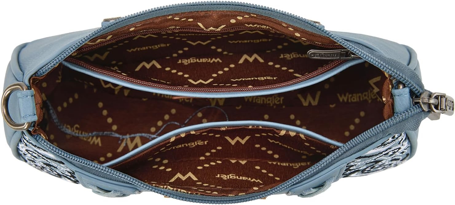 image:imageWrangler Shoulder Bag for Women Western Desert Paisley Purse Floral Embroidered Underarm Handbag with BandanaJean