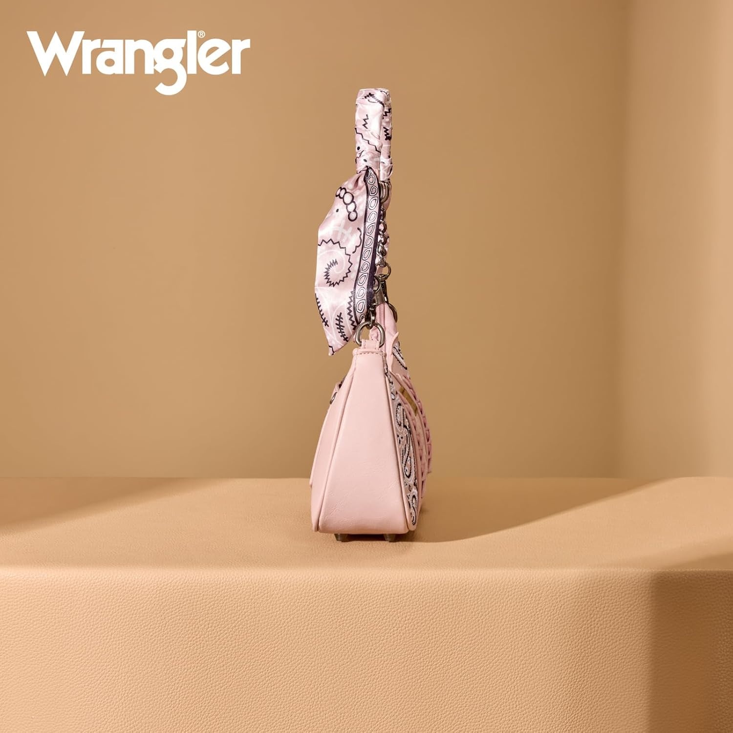 image:imageWrangler Shoulder Bag for Women Western Desert Paisley Purse Floral Embroidered Underarm Handbag with BandanaPink