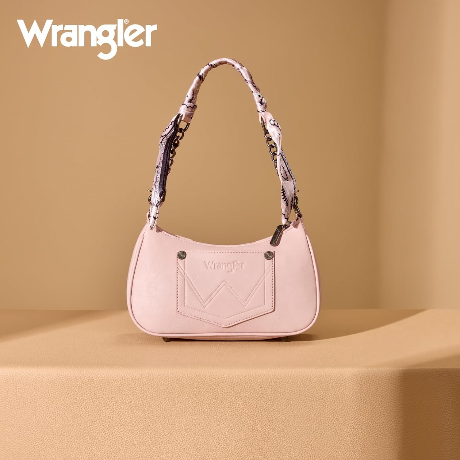 image:imageWrangler Shoulder Bag for Women Western Desert Paisley Purse Floral Embroidered Underarm Handbag with BandanaPink