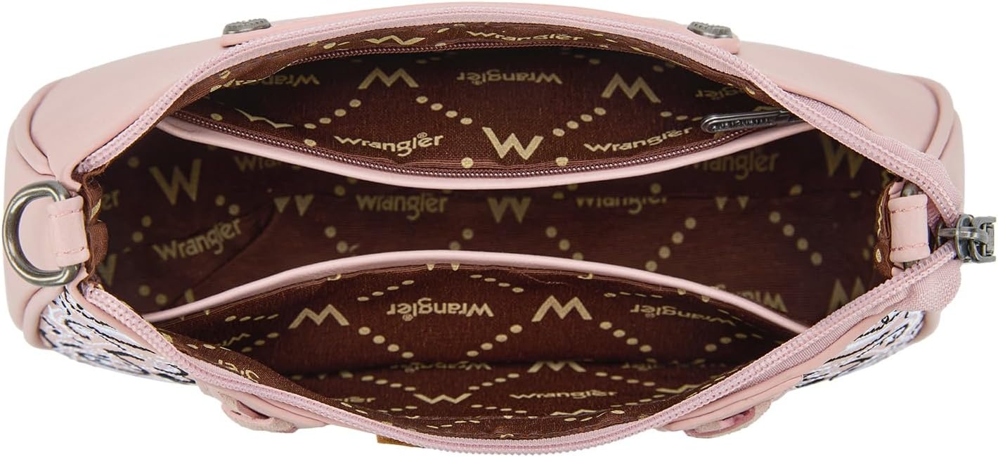 image:imageWrangler Shoulder Bag for Women Western Desert Paisley Purse Floral Embroidered Underarm Handbag with BandanaPink