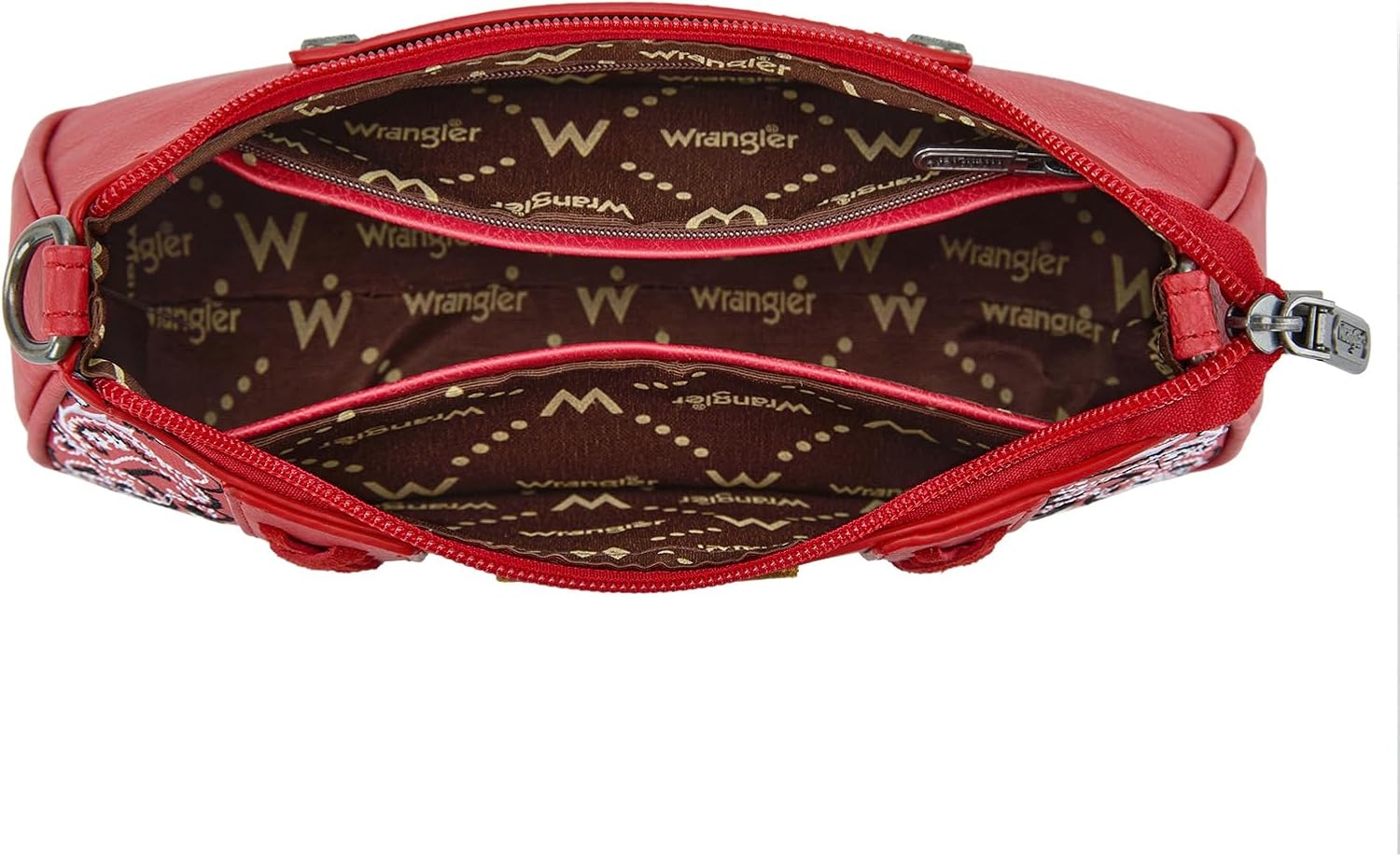 image:imageWrangler Shoulder Bag for Women Western Desert Paisley Purse Floral Embroidered Underarm Handbag with BandanaRed