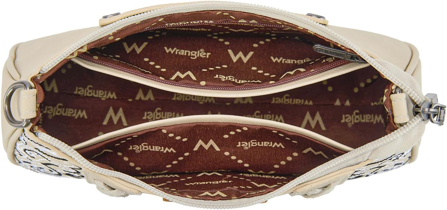 image:imageWrangler Shoulder Bag for Women Western Desert Paisley Purse Floral Embroidered Underarm Handbag with BandanaTan