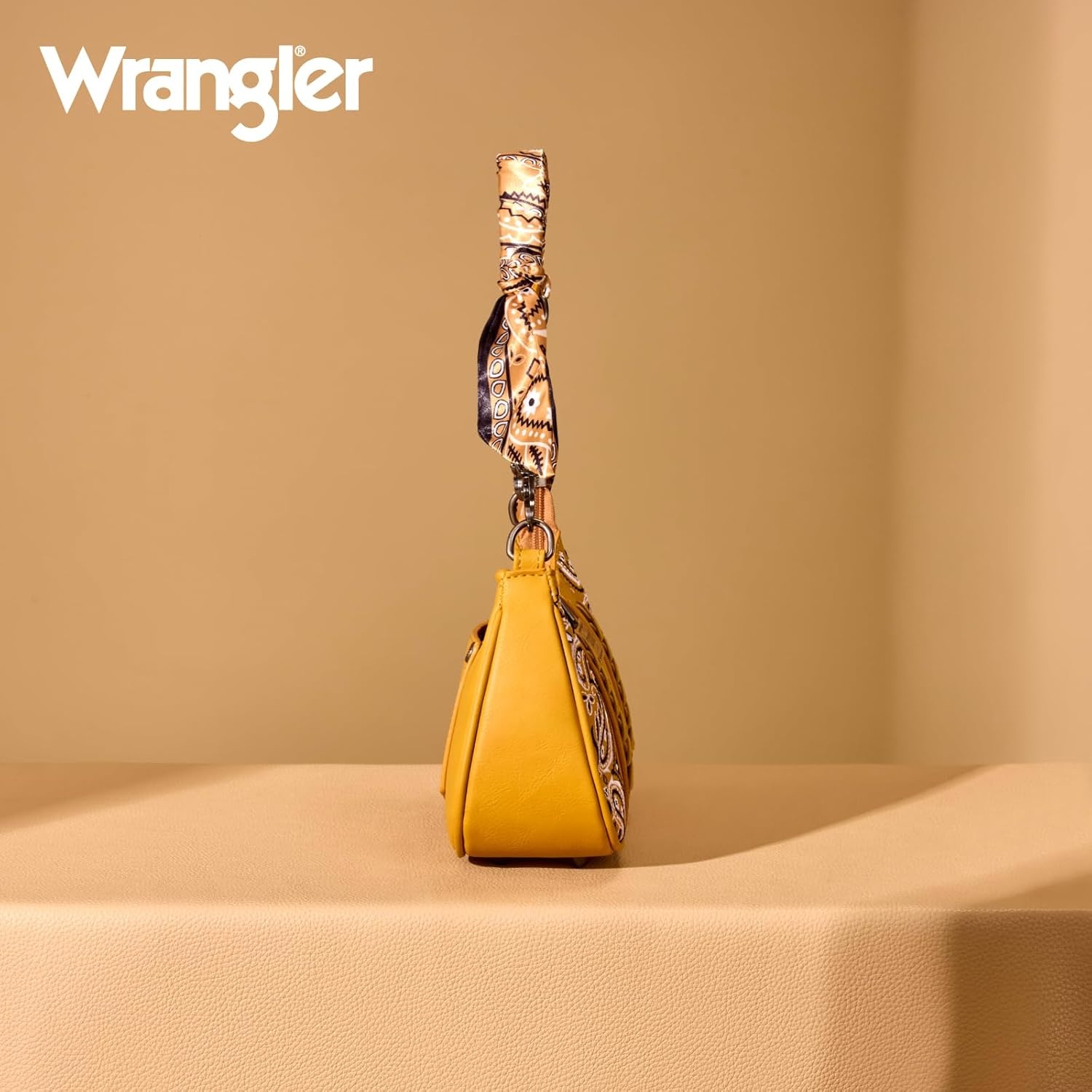 image:imageWrangler Shoulder Bag for Women Western Desert Paisley Purse Floral Embroidered Underarm Handbag with BandanaYellow