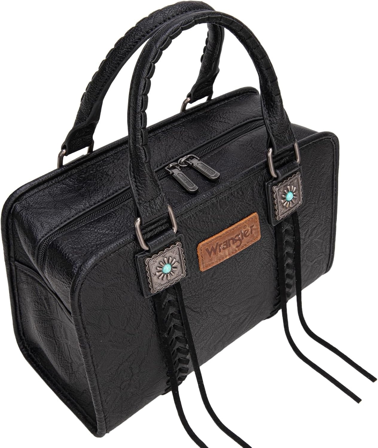image:imageWrangler Tote Bag for Women Crossbody Purse Fringe Western Purse Vintage Top Handle HandbagsJet Black