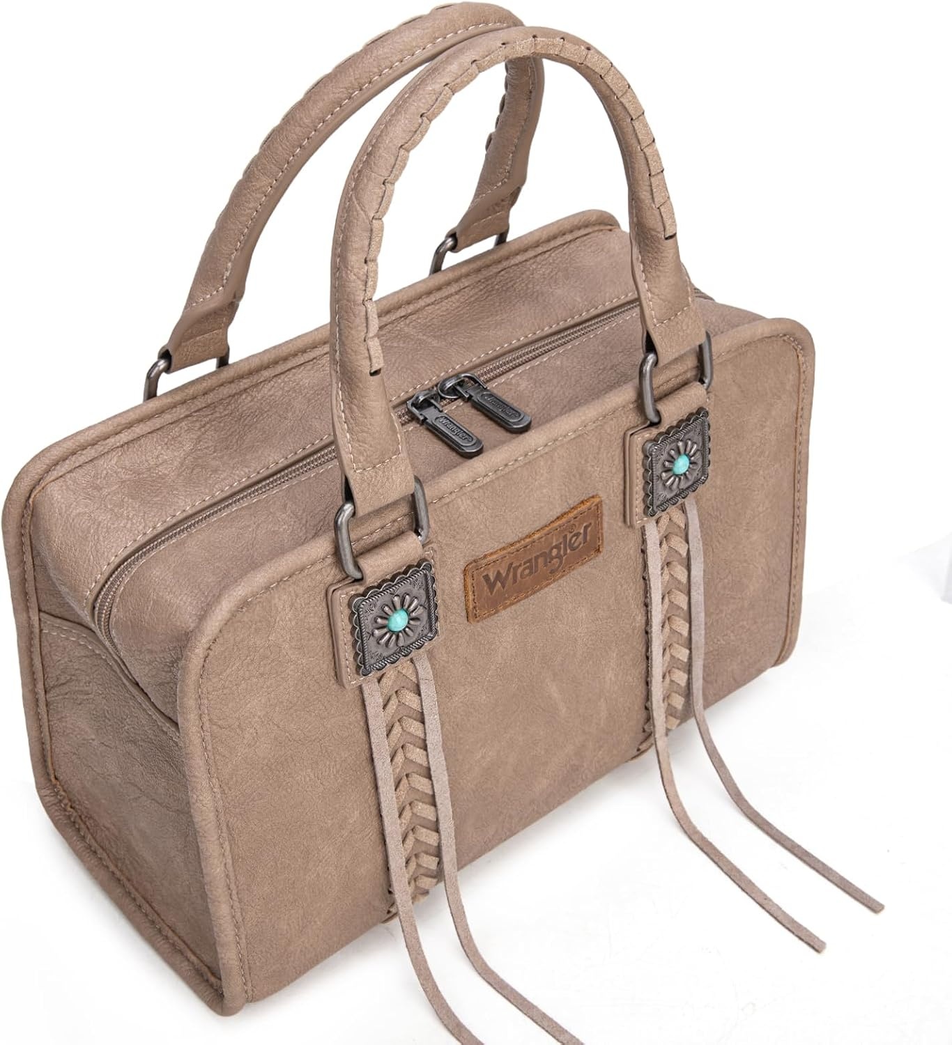 image:imageWrangler Tote Bag for Women Crossbody Purse Fringe Western Purse Vintage Top Handle HandbagsKhaki