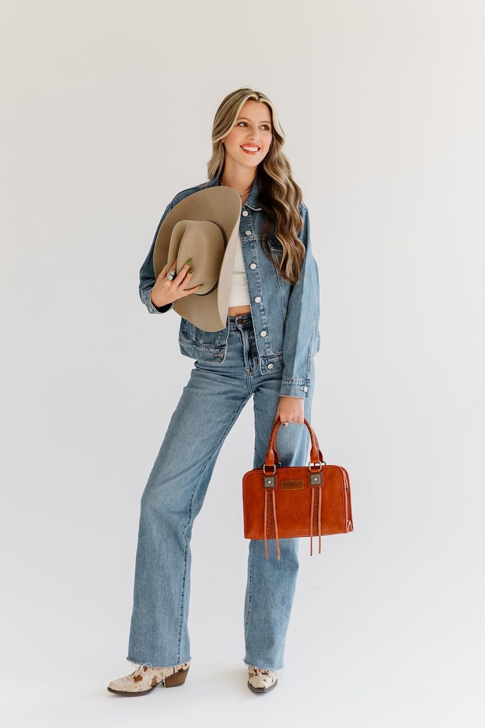 image:imageWrangler Tote Bag for Women Crossbody Purse Fringe Western Purse Vintage Top Handle HandbagsPlum Wine Red
