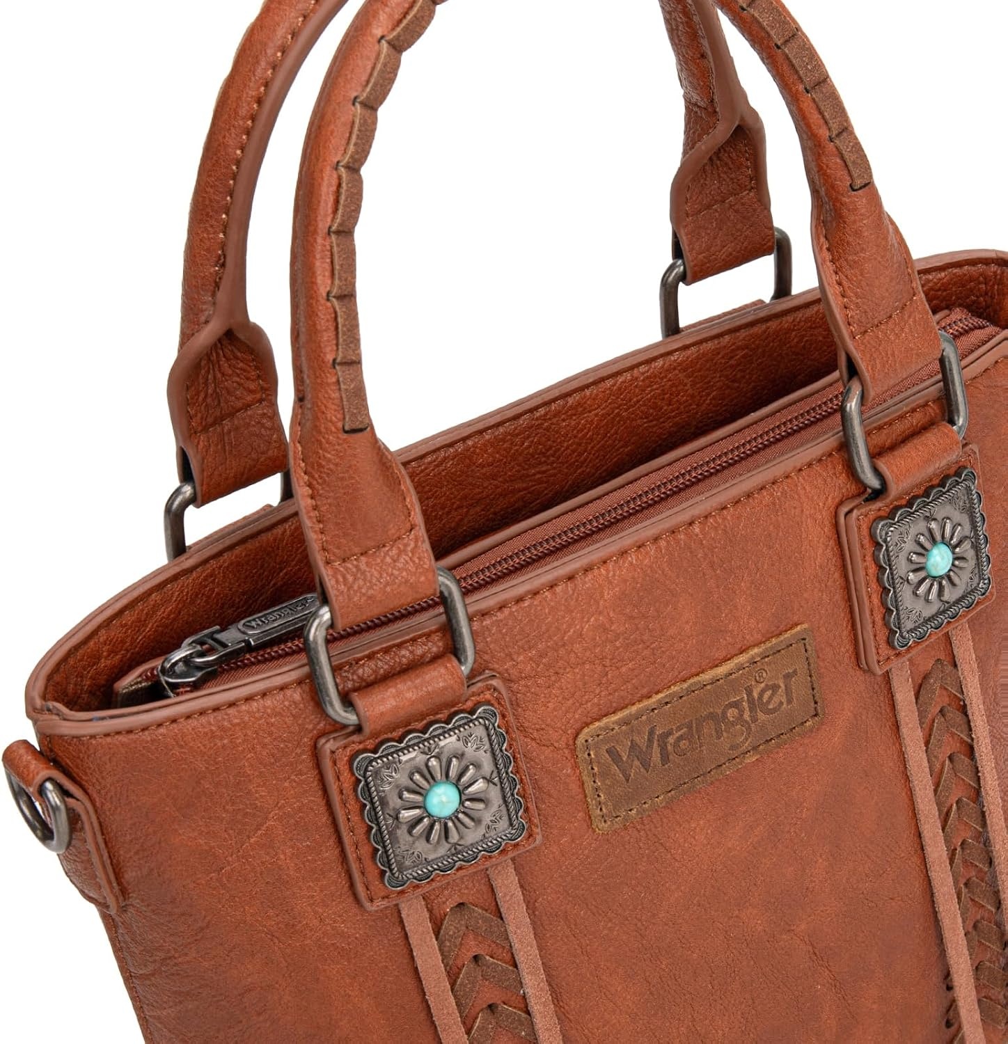 image:imageWrangler Tote Bag for Women Crossbody Purse Fringe Western Purse Vintage Top Handle HandbagsRetro Brown