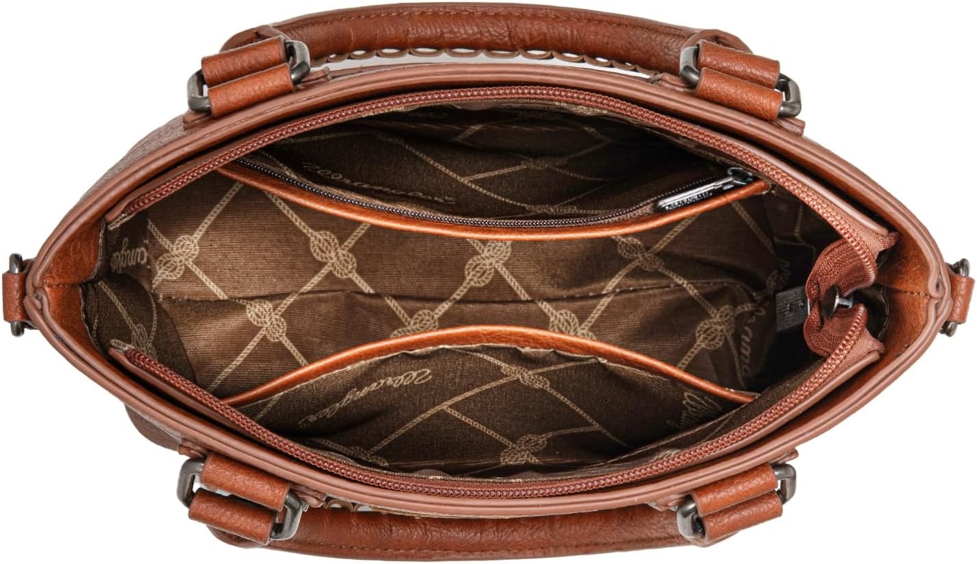 image:imageWrangler Tote Bag for Women Crossbody Purse Fringe Western Purse Vintage Top Handle HandbagsRetro Brown