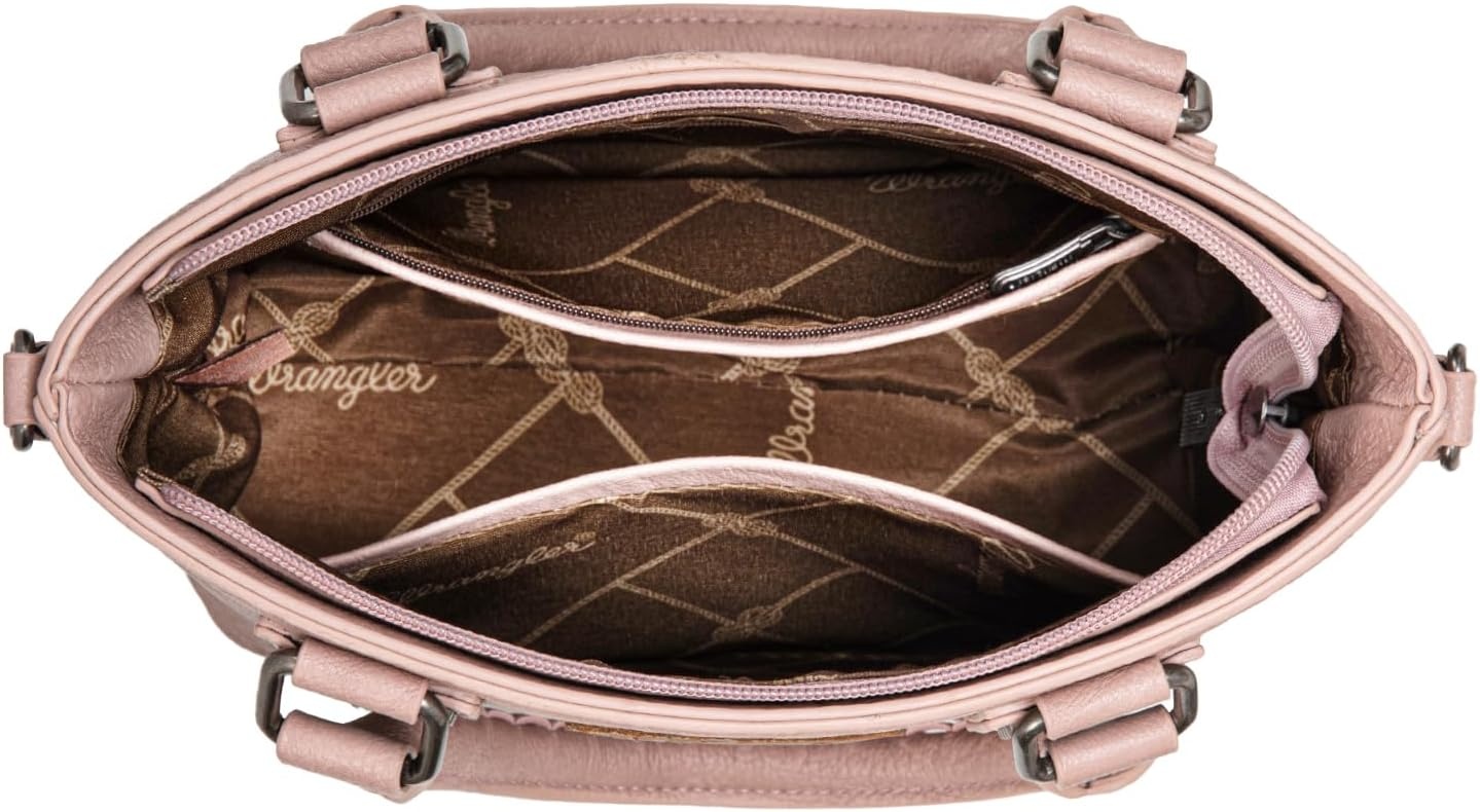 image:imageWrangler Tote Bag for Women Crossbody Purse Fringe Western Purse Vintage Top Handle HandbagsRetro Pink