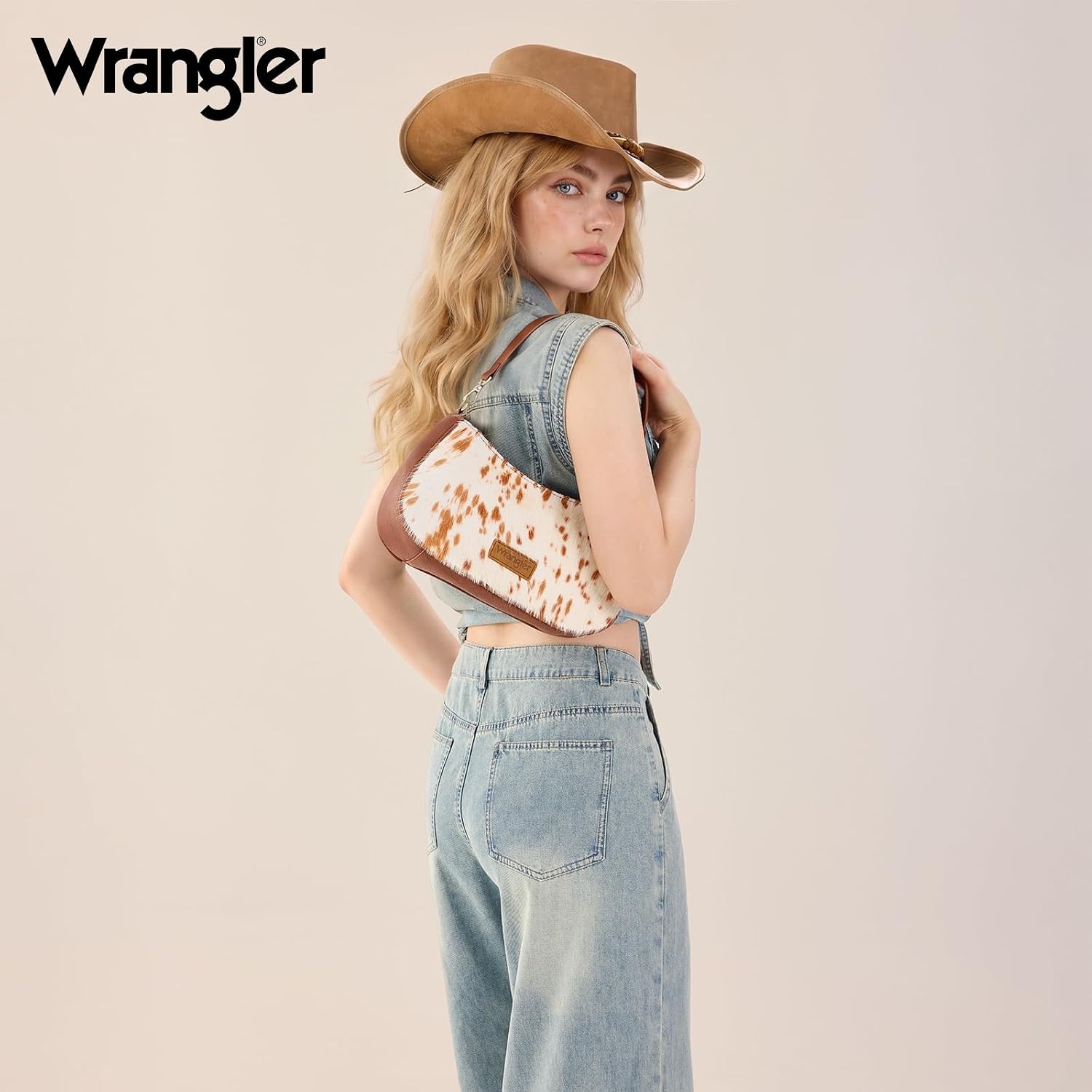 image:imageWrangler Western Shoulder Bag for Women Small Purse Aztec Hobo Bag HandBag with Detachable StrapBrowncowhide
