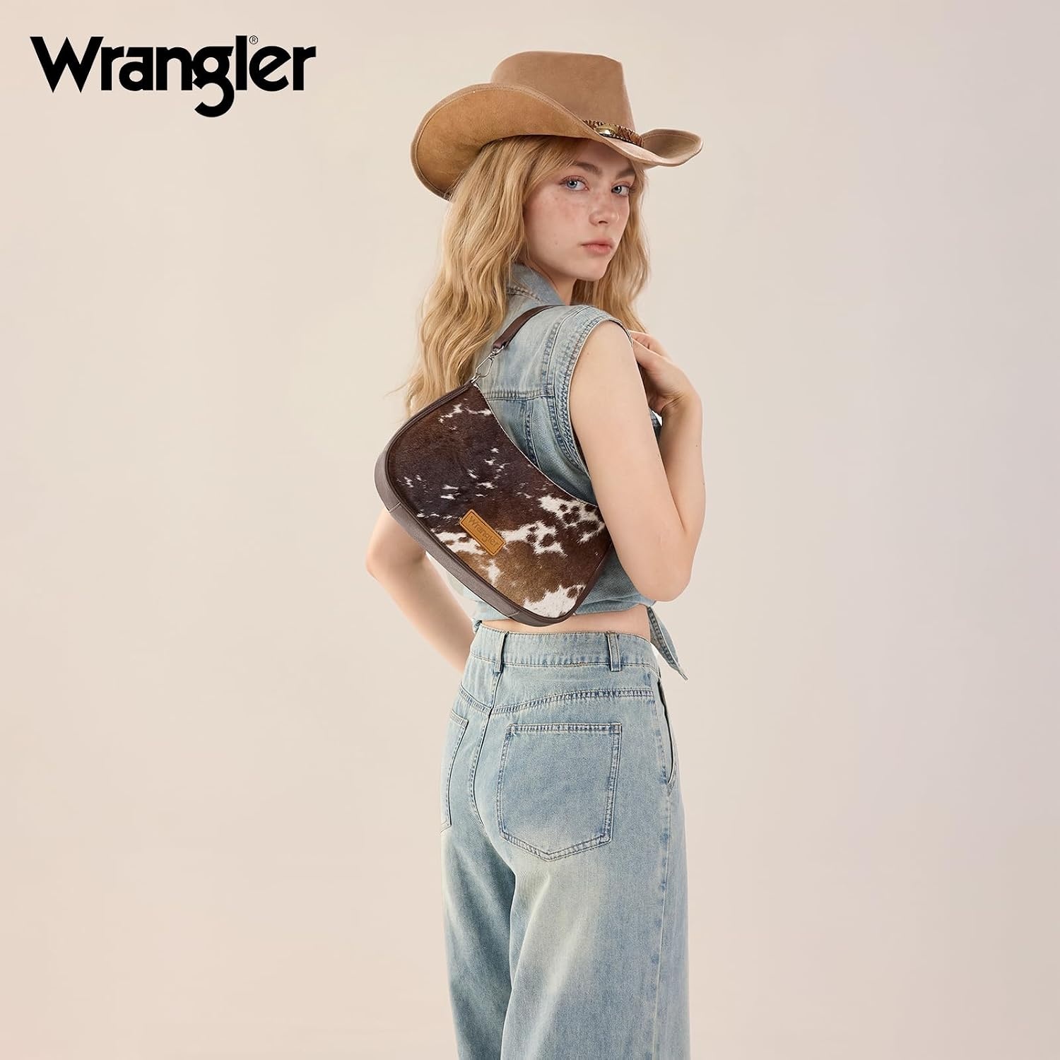 image:imageWrangler Western Shoulder Bag for Women Small Purse Aztec Hobo Bag HandBag with Detachable StrapCoffeecowhide
