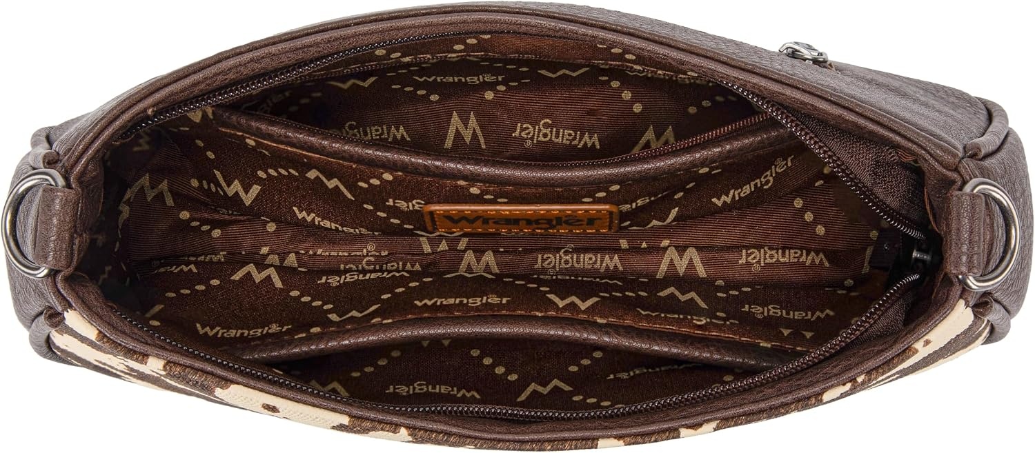 image:imageWrangler Western Shoulder Bag for Women Small Purse Aztec Hobo Bag HandBag with Detachable StrapCow Coffee