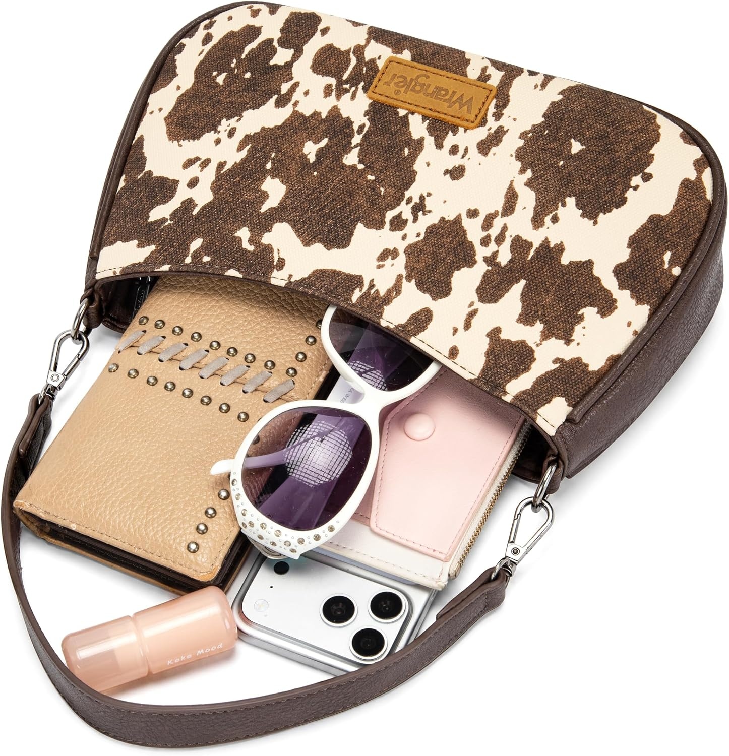 image:imageWrangler Western Shoulder Bag for Women Small Purse Aztec Hobo Bag HandBag with Detachable StrapCow Coffee