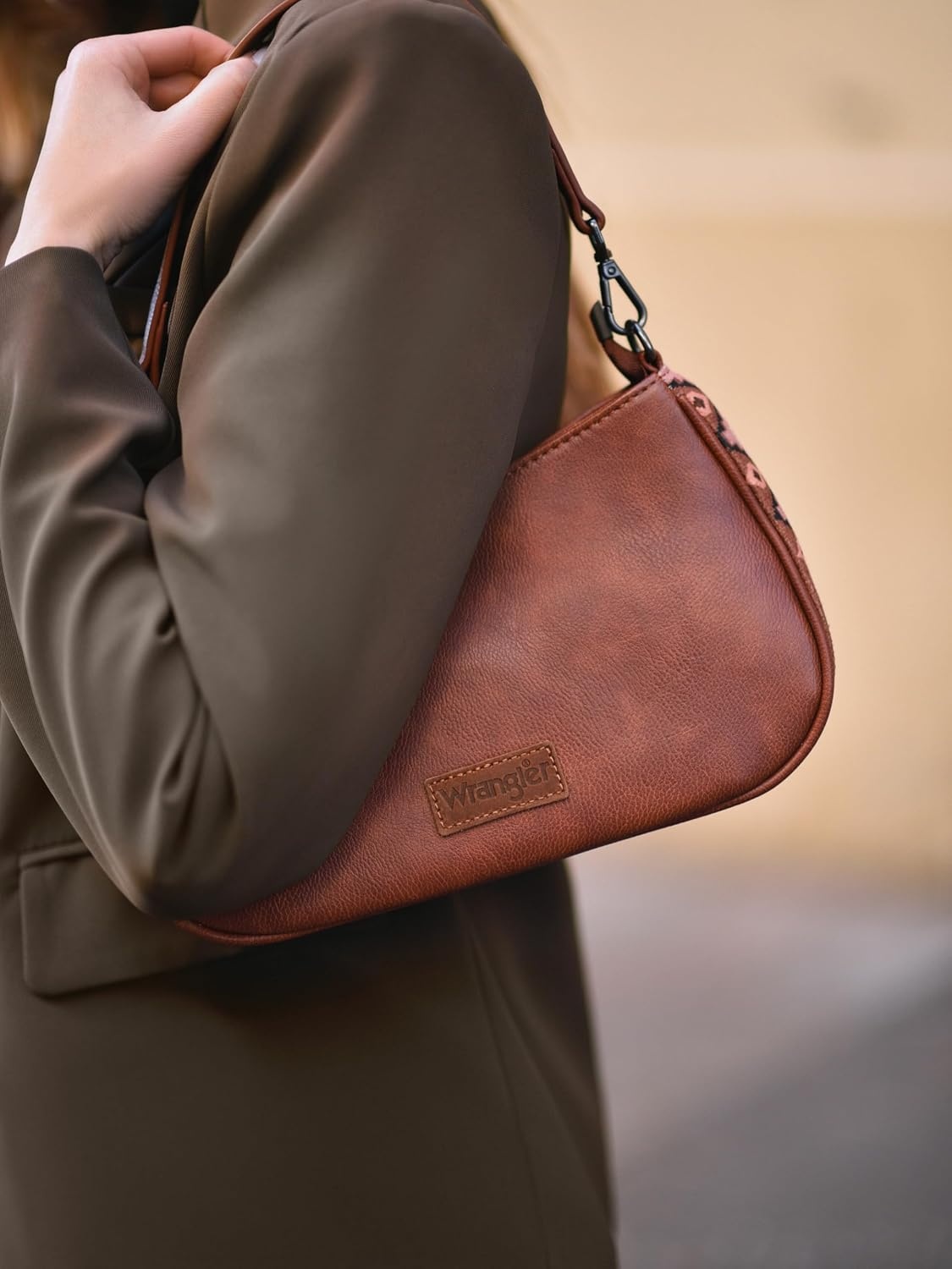 image:imageWrangler Western Shoulder Bag for Women Small Purse Aztec Hobo Bag HandBag with Detachable StrapDark Brown