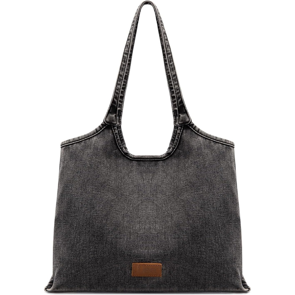 image:imageLee Denim Tote Bag for Women Casual Denim Purse amp Hobo Shoulder Handbag for Work Travel ShoppingBlack