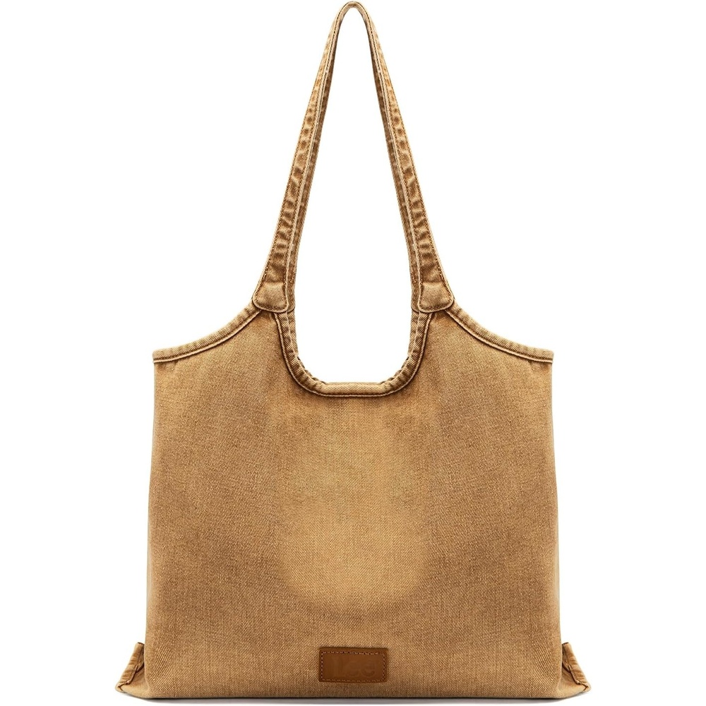 image:imageLee Denim Tote Bag for Women  Casual Denim Purse amp Hobo Shoulder Handbag for Work Travel ShoppingBrown