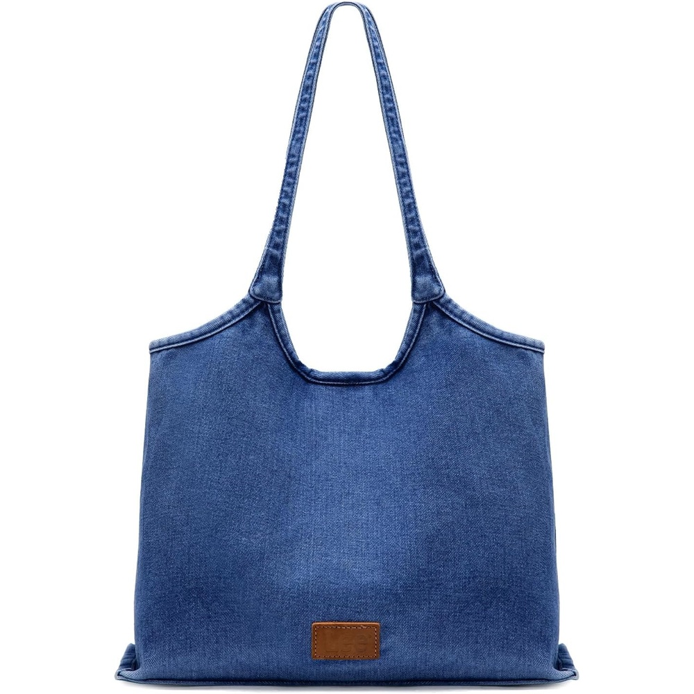image:imageLee Denim Tote Bag for Women  Casual Denim Purse amp Hobo Shoulder Handbag for Work Travel ShoppingDenim Blue
