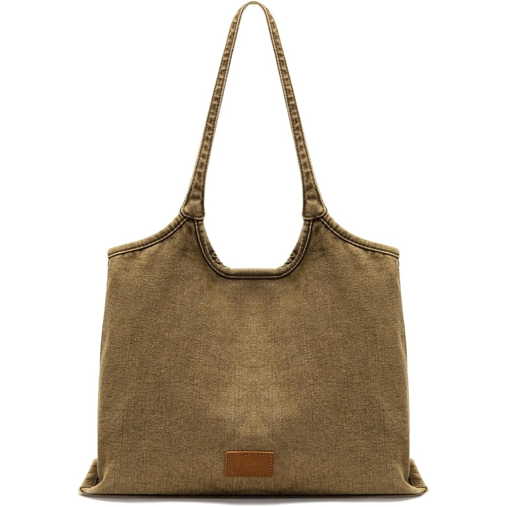 image:imageLee Denim Tote Bag for Women Casual Denim Purse amp Hobo Shoulder Handbag for Work Travel ShoppingOlive Green