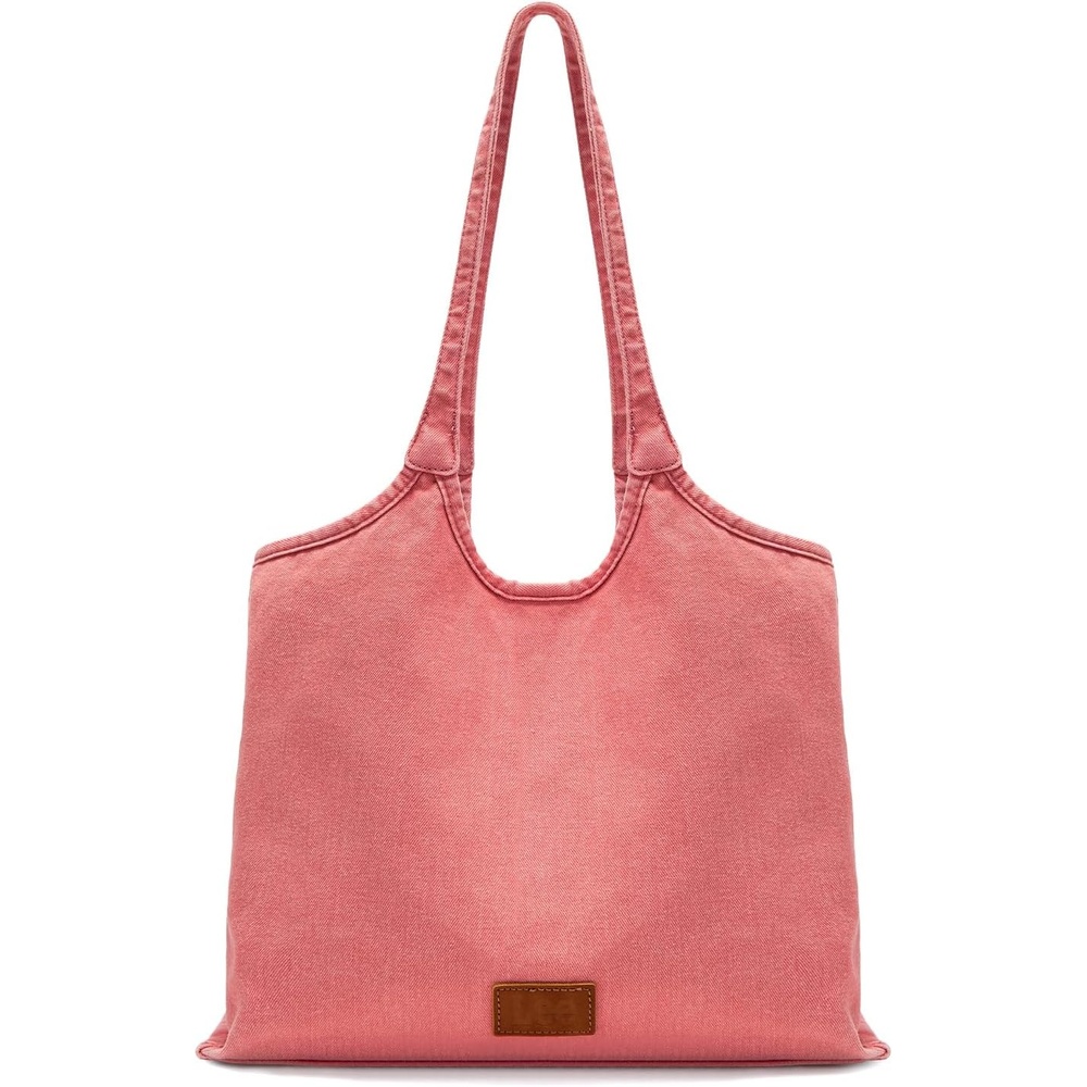 image:imageLee Denim Tote Bag for Women Casual Denim Purse amp Hobo Shoulder Handbag for Work Travel ShoppingPink